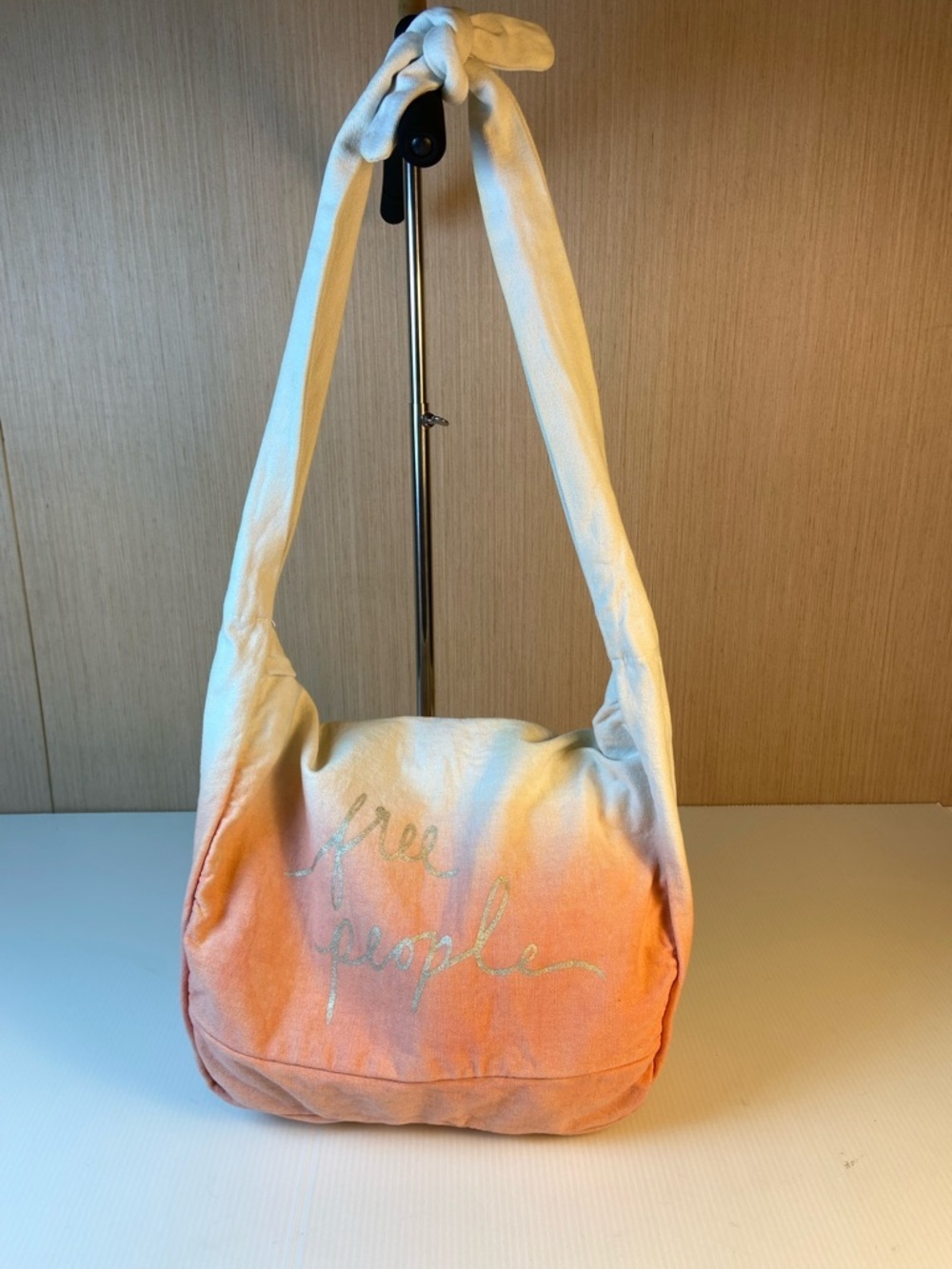 Free People Ombre Canvas Tote Boho Beach Bag Slouchy Cotton Market Bag - Picture 3 of 16